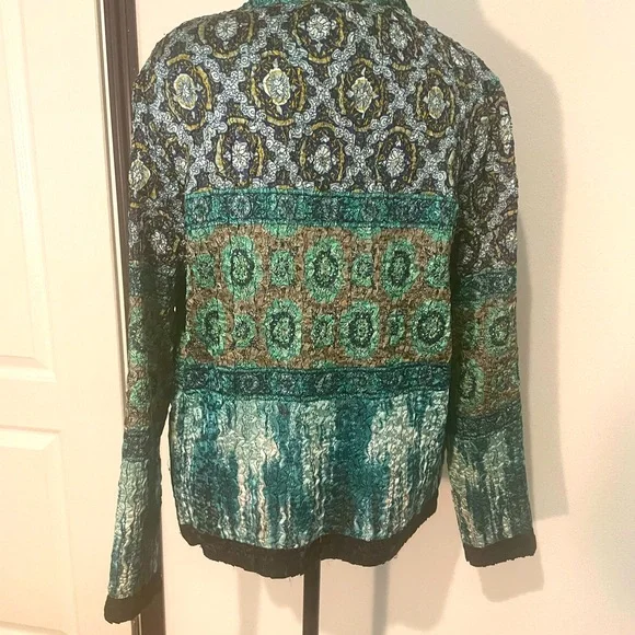 Tania Nardi Textured Black Turquoises Multi Colored Jacket & Sleeveless Top - Picture 7 of 10